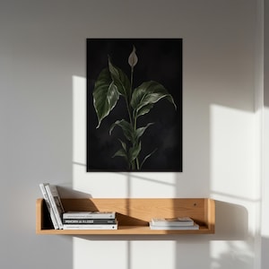 Stampa murale floreale scura, poster con giglio, arte murale floreale, elegante decorazione per la casa, regalo per lei, decorazione murale botanica, poster floreale, regalo per la nuova casa