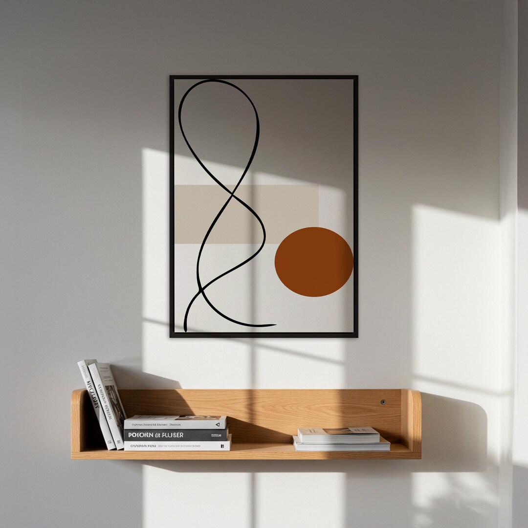 Minimalist Abstract Line Art Print, Modern Geometric Circle Poster ...