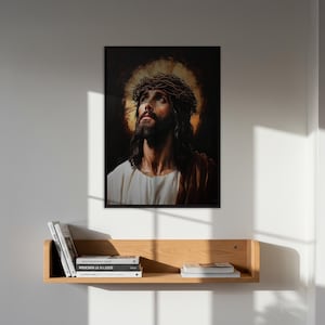 Jesus Christ Portrait Wall Art, Religious Christian Print, Crown Of Thorns Art, Faith Home Wall Art, Gift For Believers, Easter Decoration