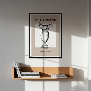 Impresión de jarrón Art Boheme, póster de arte lineal minimalista, decoración de pared escandinava, arte moderno enmarcado, dibujo de jarrón antiguo, arte mural