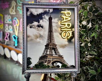 パリのネオンサイン、パリのLEDライト、エッフェル塔の壁アート、パリ