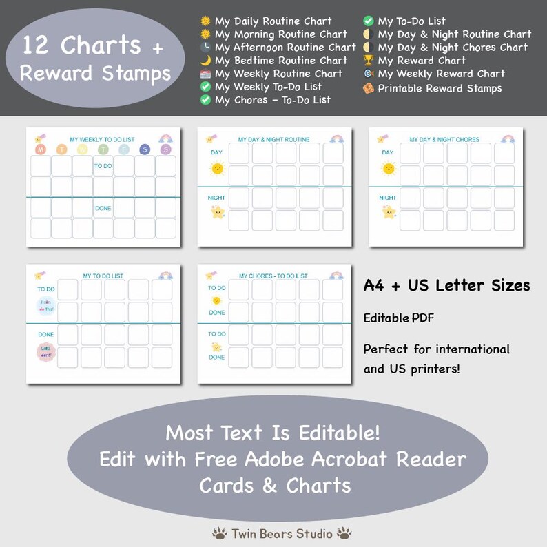 Editable Routine Cards and Charts for Kids Printable Visual Schedule ...