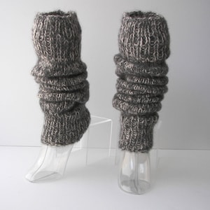 Hand Knit SEAMLESS Long Leg Warmers 100% WOOL ALPACA Gray White Brown Natural Undyed / Dance / Yoga