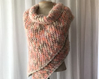Triangle shawl pattern in Pink Coral Angel Hair yarn / PDF Download Knitting Pattern