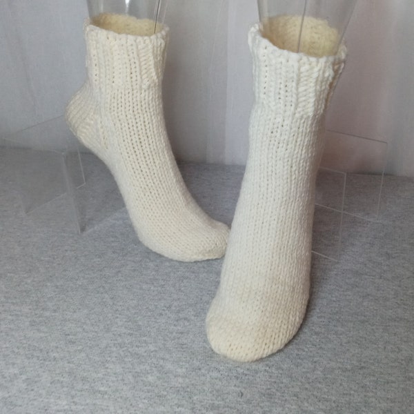 Hand Knit Soft Seamless 100% Alpaca Undyed WOOL Socks in Natural White color/ Rustic Wool Socks