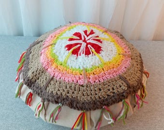 Hand Crochet Prayer Wheel Mandala or Chair Pad/ Unique design # 21