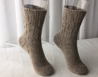Hand Knit ECO Soft Undyed 100% WOOL Socks in Your Color choice / Meaningful gift / Healthy Wool Knits