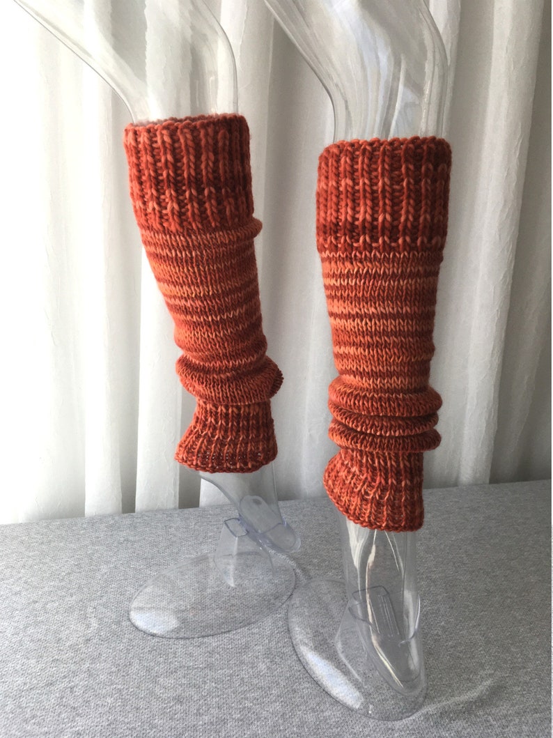 Hand Knit Thick Seamless WOOL Mohair Leg warmers in Orange Etsy
