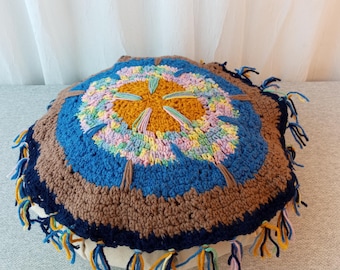 Hand Crochet Prayer Wheel Mandala or Chair Pad/ Unique design # 8