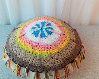 Hand Crochet Prayer Wheel Mandala or Chair Pad/ Unique design # 19