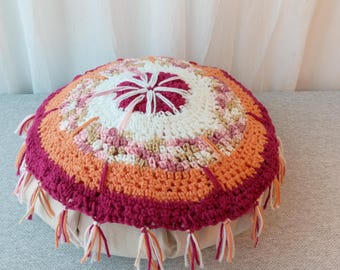 Hand Crochet Prayer Wheel Mandala or Chair Pad/ Unique design # 20
