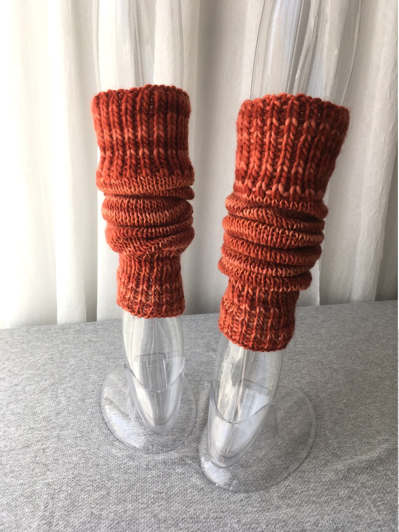 Hand Knit Thick Seamless WOOL Mohair Leg warmers in Orange Etsy