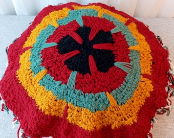 Hand Crochet Prayer Wheel Mandala or Chair Pad/ Unique design # 13