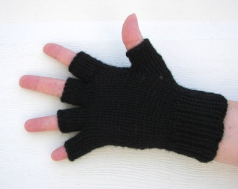 Hand Knit Half Finger Gloves in 100% Virgin WOOL Your Color choice / Black Gloves / Scarf Gloves set