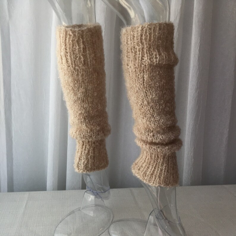 Hand Knit Extra Thick Leg Warmers WOOL MOHAIR in Buff Beige Etsy