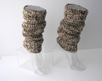 FOREST: Hand Knit Extra Thick SEAMLESS Leg warmers in 100% WOOL/ Chunky Leg warmers / Leg warmers hunter / Boots Warmers / Boot Cuffs