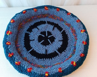 Handmade Crochet Unique Pet Bed in the shades of Blue Acrylic with Healing Balancing Energies of Reiki / Cat & Dog Carrier Bed