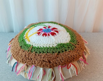 Hand Crochet Prayer Wheel Mandala or Chair Pad/ Unique design # 7