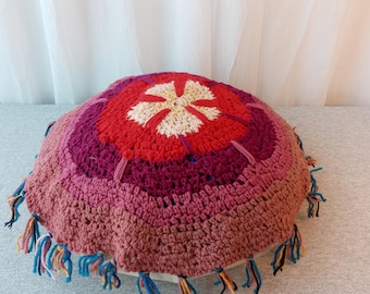 Hand Crochet Prayer Wheel Mandala or Chair Pad/ Unique design # 1