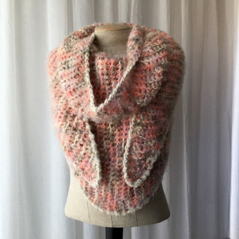 Triangle Shawl Pattern in Pink Coral Angel Hair Yarn / PDF Etsy