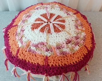 Hand Crochet Prayer Wheel Mandala or Chair Pad/ Unique design # 17