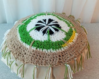 Hand Crochet Prayer Wheel Mandala or Chair Pad/ Unique design # 4