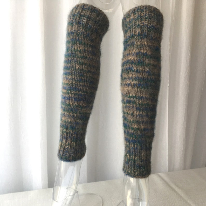 Hand Knit SEAMLESS Long Leg Warmers 100 WOOL Suri ALPACA Tan Etsy