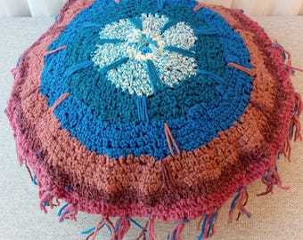 Hand Crochet Prayer Wheel Mandala or Chair Pad/ Unique design # 3