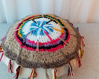 Hand Crochet Prayer Wheel Mandala or Chair Pad/ Unique design # 14