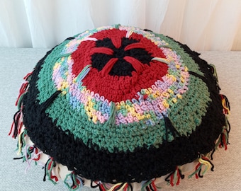 Hand Crochet Prayer Wheel Mandala or Chair Pad/ Unique design # 10