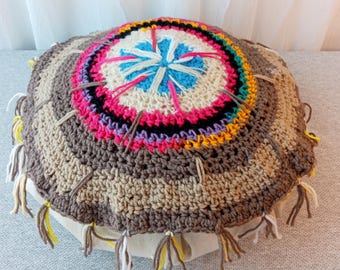 Hand Crochet Prayer Wheel Mandala or Chair Pad/ Unique design # 15