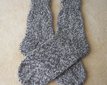 Hand Knit 100% Undyed ECO WOOL Chunky Camping Socks your color choice / Soft Peruvian Wool socks