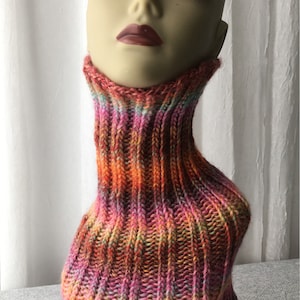 Purple Rose: Hand Knit 100% Soft Colorful Acrylic Neck Gaiter Warmer / Knit Face cover