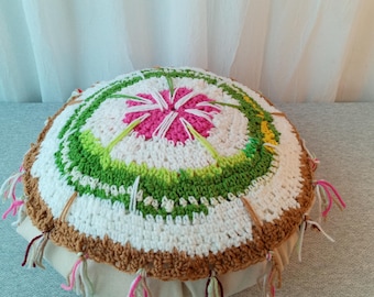 Hand Crochet Prayer Wheel Mandala or Chair Pad/ Unique design # 11