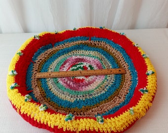 Handmade Crochet Unique Thick Pet Bed in the Multi color with Healing Balancing Energies of Reiki / Cat & Dog Carrier Bed