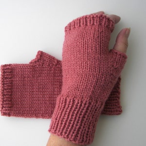 Hand Knit Pure Soft WOOL Fingerless GLOVES in ROSE or Pure White / Positive Energy gift