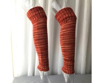 Hand Knit Thick Seamless WOOL Mohair Leg warmers in Orange Spice / Lamb Pride / Dance / Yoga/ dancewear / Made in USA