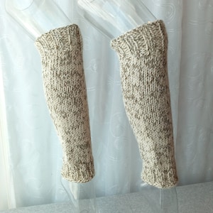 Hand Knit Chunky Leg Warmers Undyed Alpaca Wool  in White / Dance / Yoga