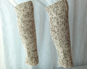 Hand Knit Chunky Leg Warmers Undyed Alpaca Wool  in White / Dance / Yoga / Ready to ship