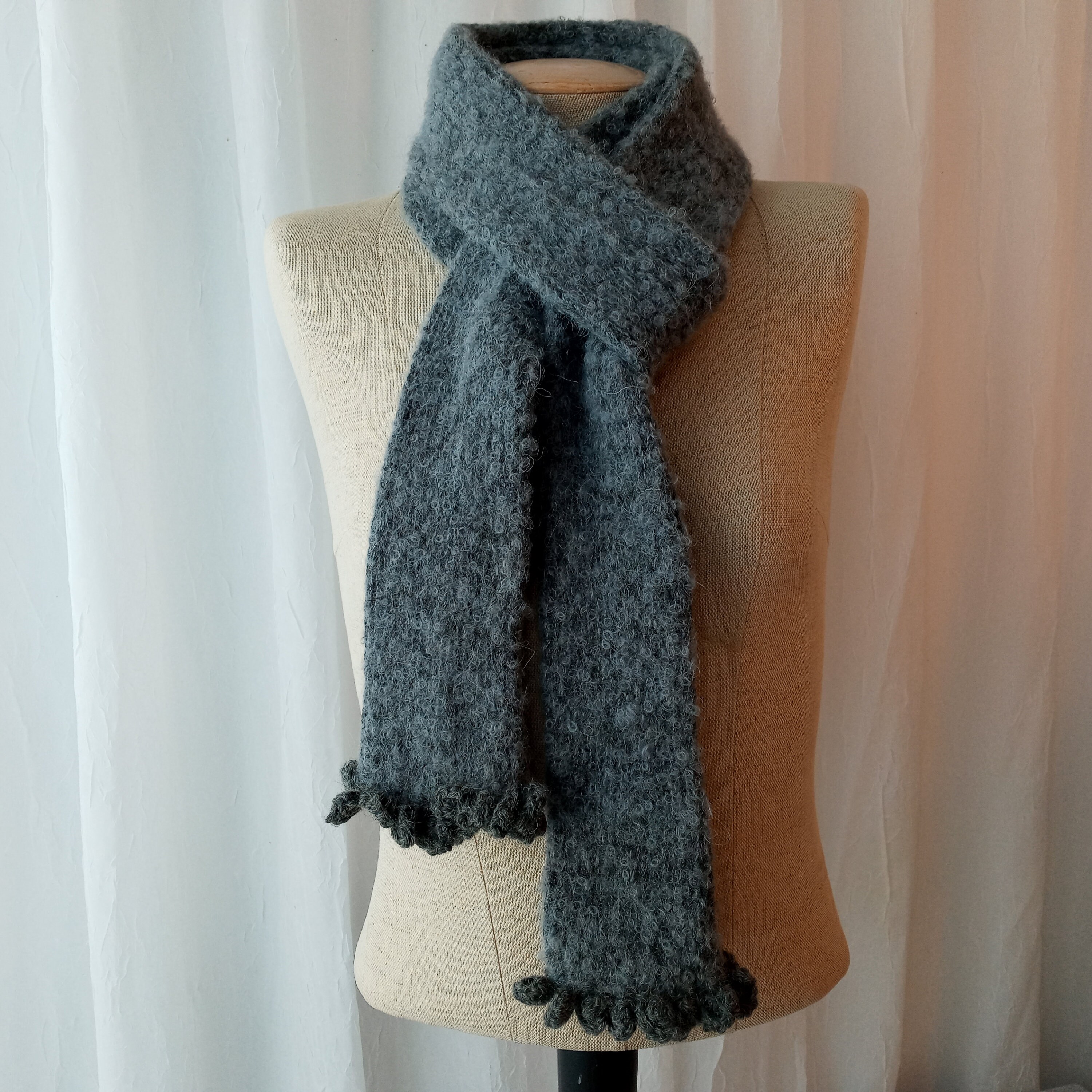Grey Boucle Scarf