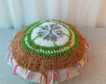 Hand Crochet Prayer Wheel Mandala or Chair Pad/ Unique design # 9