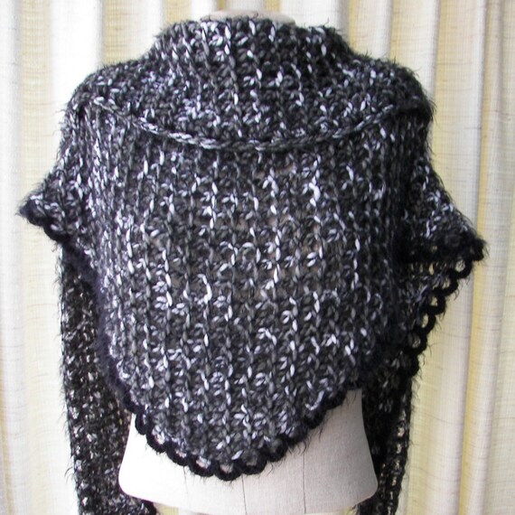 Hand Knit SOFT & Cozy Huggle Shawl Wrap in Gray Black White | Etsy