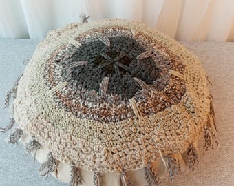 Hand Crochet Prayer Wheel Mandala or Chair Pad/ Unique design # 22