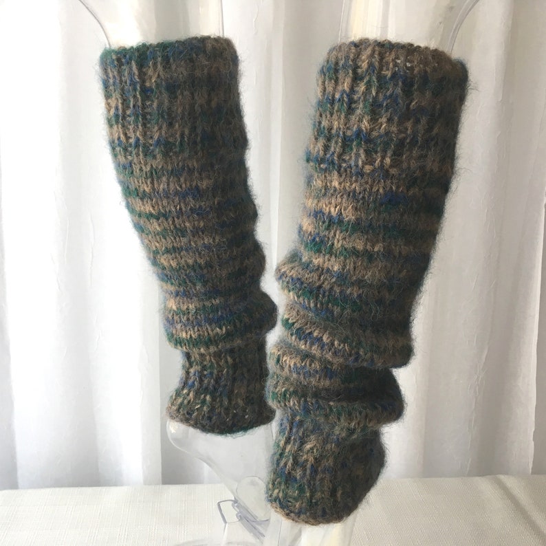 Hand Knit SEAMLESS Long Leg Warmers 100 WOOL Suri ALPACA Tan Etsy