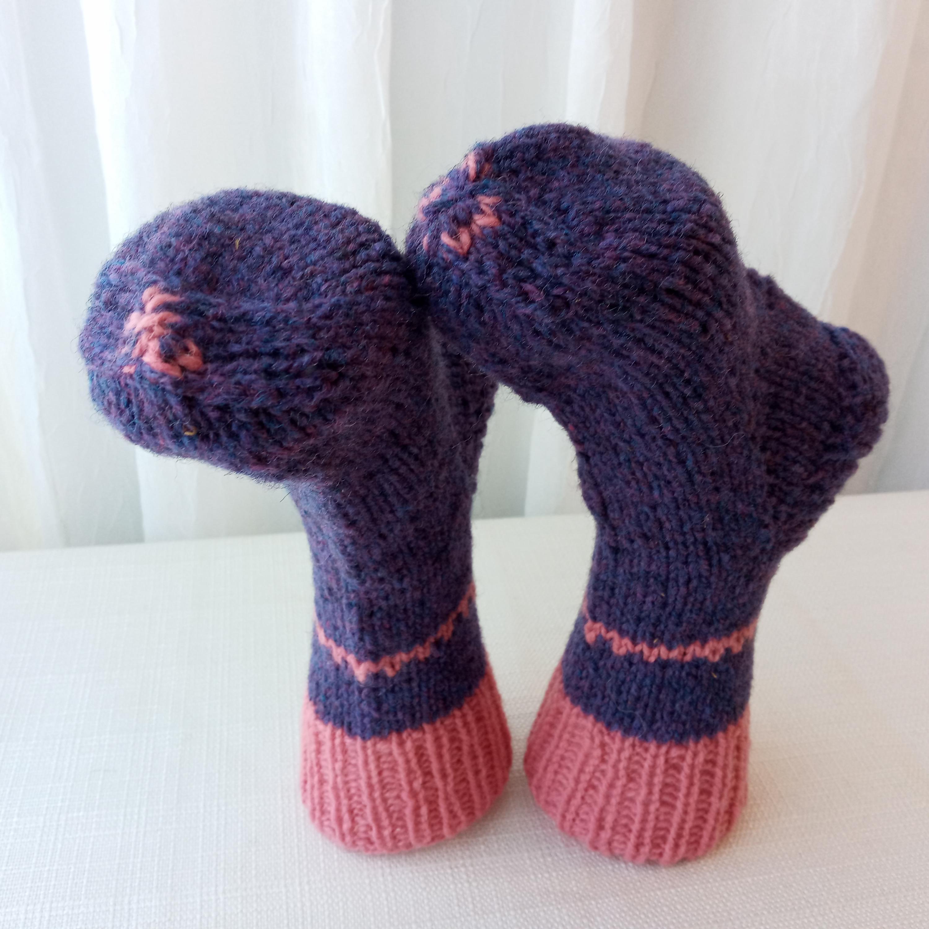 Rustic Knits PURPLE ROSE Hand Knit Rustic Thick 100% Virgin WOOL Art Socks / Healthy ...