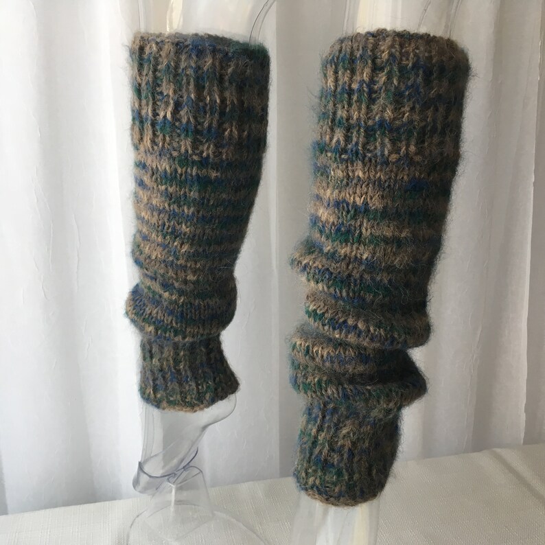 Hand Knit SEAMLESS Long Leg Warmers 100 WOOL Suri ALPACA Tan Etsy
