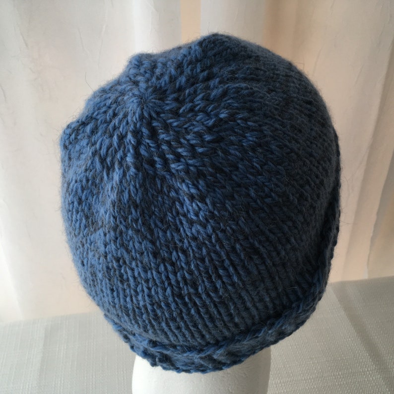 Hand Knit 100/% Alpaca Wool Slouchy Beanie Hat in Shades of Blue Soft Alpaca Knit Hat