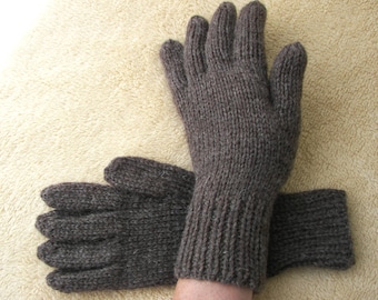 Hand Knit 100% Fishermen's WOOL Full GLOVES in Brown, Maple Tweed, Oak Tweed, Oatmeal, Birch, White /  full knit gloves