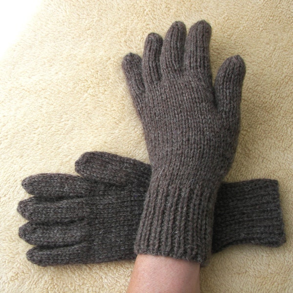 Hand Knit 100% Fishermen's WOOL Full GLOVES in Brown, Maple Tweed, Oak Tweed, Oatmeal, Birch, White /  full knit gloves