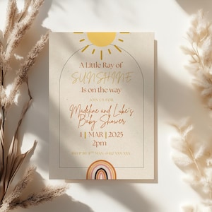 Sunshine Baby Shower Invitation: Gender-Neutral Boho Invite (Digital Download)